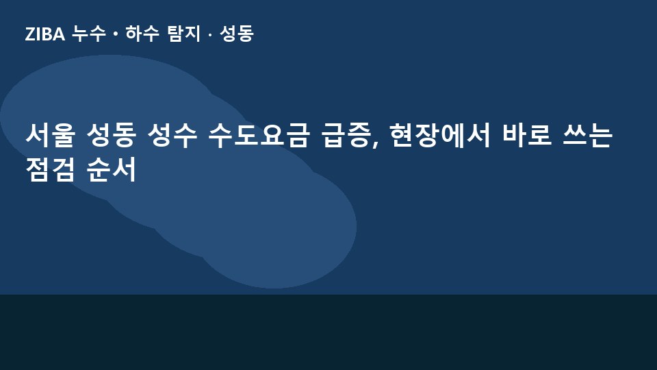 서울 성동 성수 수도요금 급증, 현장에서 바로 쓰는 점검 순서